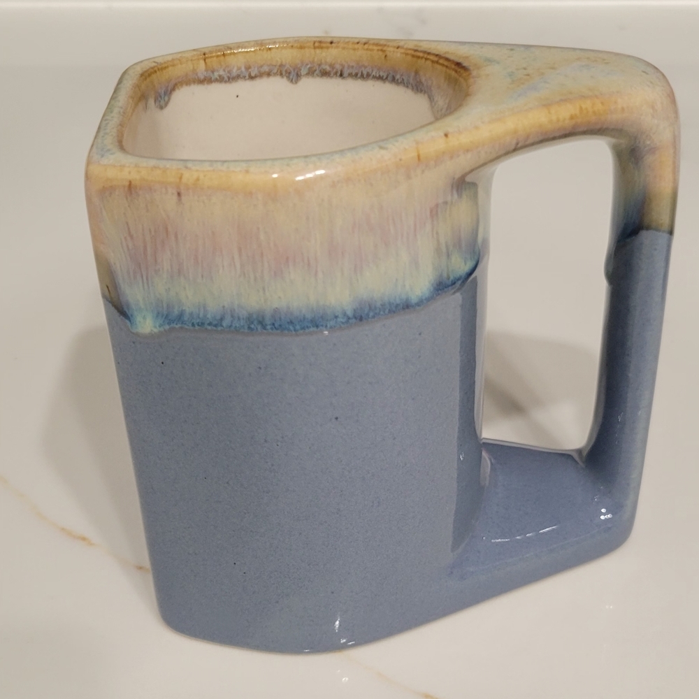 RARE Blue Rodolfo Padilla Vintage Stoneware Hand Glazed Mug Signed Excellent